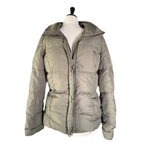 Abercrombie & Fitch Down Puffer Jacket Women’s Medium Gray Coat Plaid Lined
